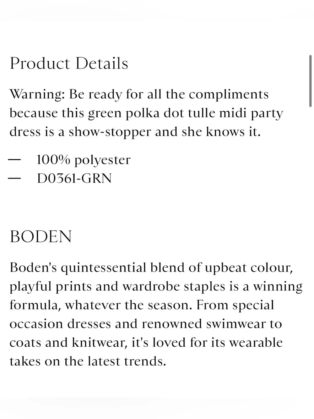 Boden polka dot tulle midi dress size 10P NWT D0361 green